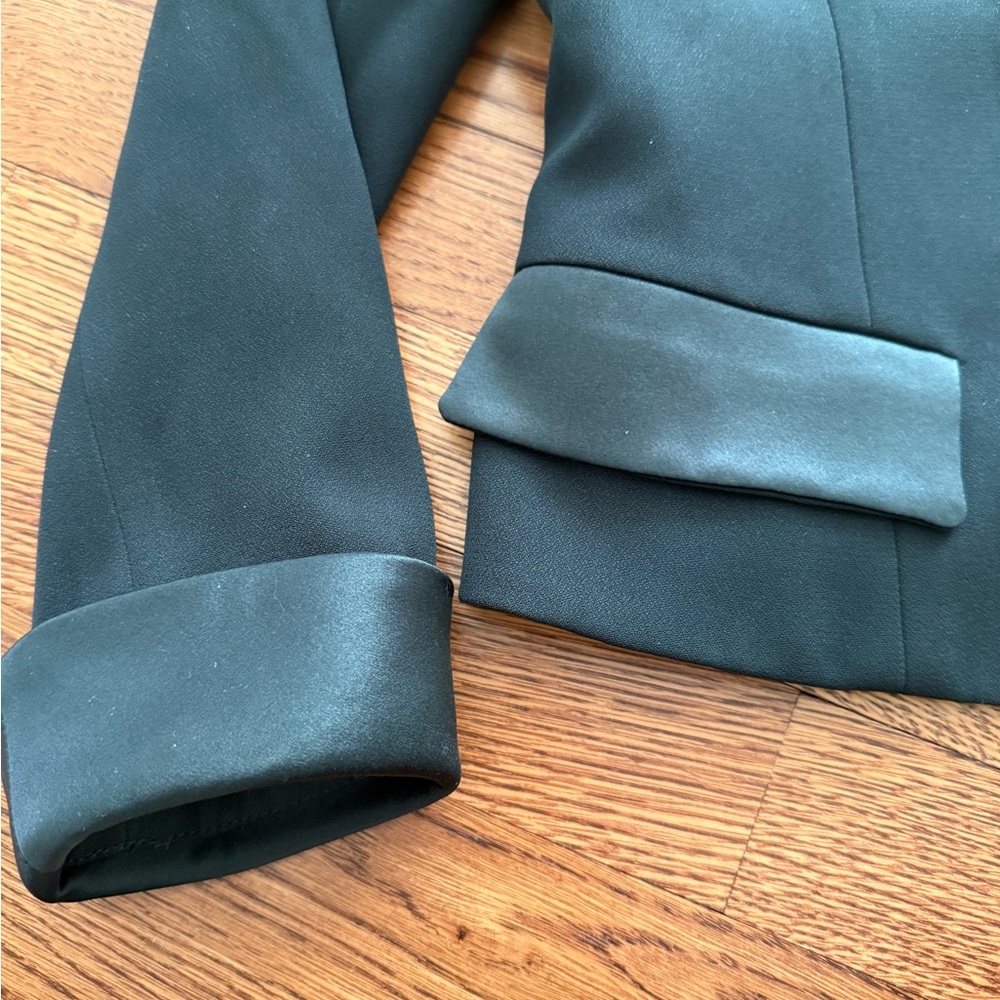 SUNNY CHOI Jacket Blazer Old Money Green Silk Trim Faux Jewels Office Career‎ 8 - Picture 4 of 7